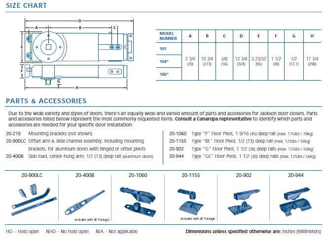 door closer parts 100