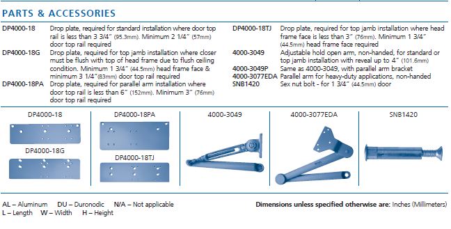 door closer parts 4000