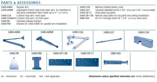 door closer parts 5400