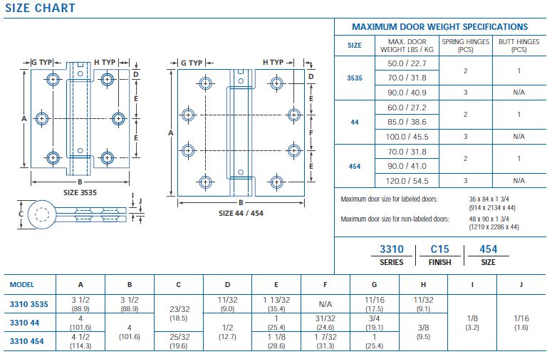 size chart 3310